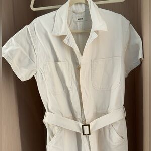 Buck Mason Cream Short Sleeve Jumpsuit